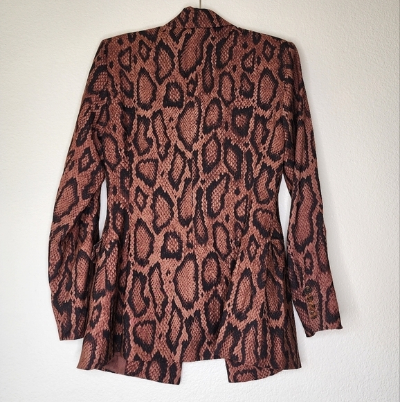 Danielle Bernstein Cognac Snakeskin Oversized Boyfriend Blazer 00 - Picture 4 of 8